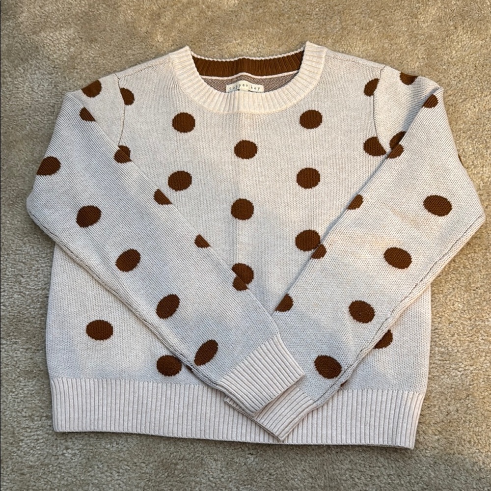 Copper Key Cream and Brown Polka Dot Sweater